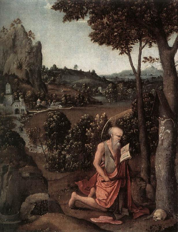 PATENIER, Joachim Rocky Landscape with Saint Jerome af